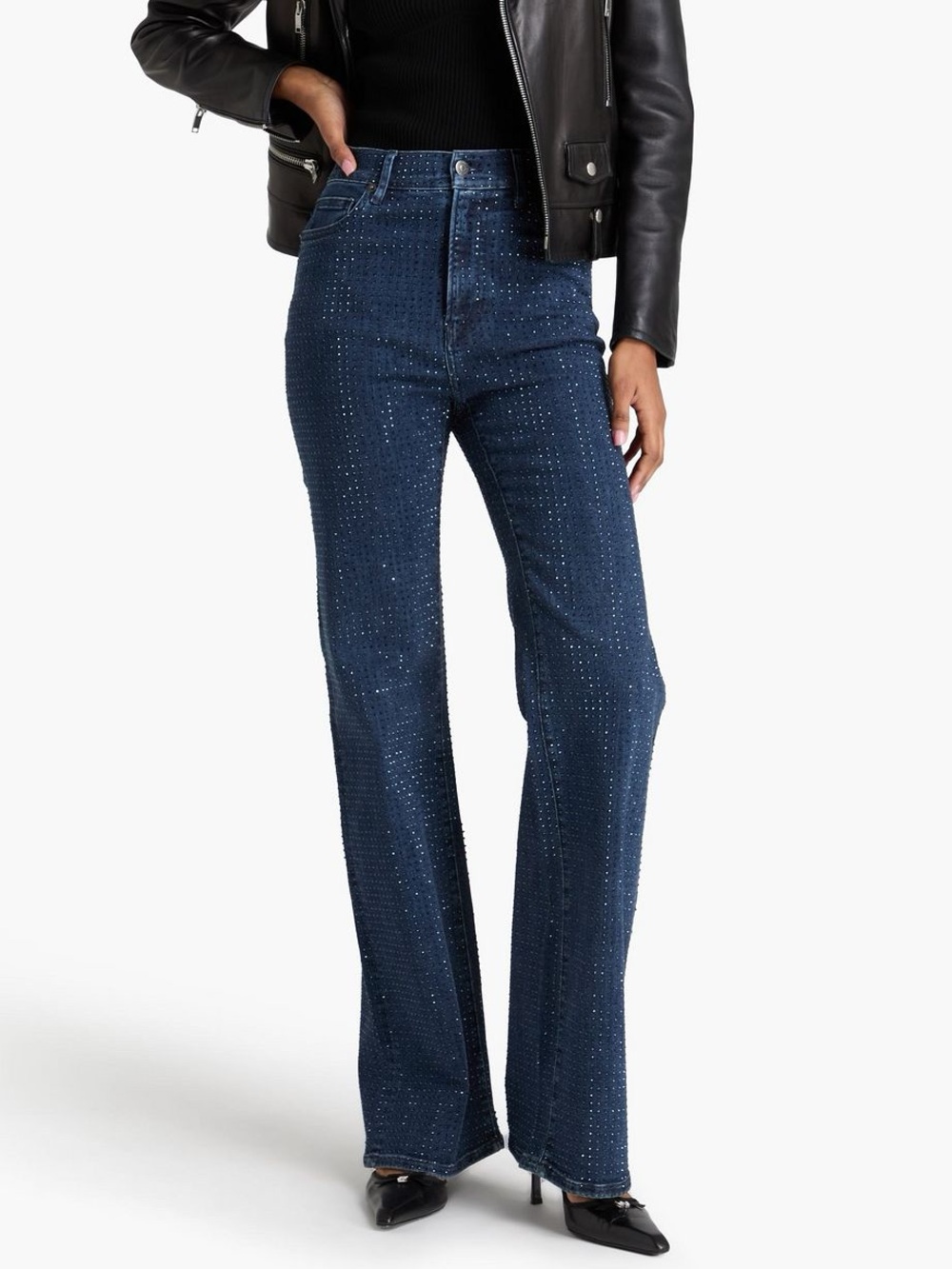 Veronica Beard crystal-embellished high-rise flared jeans